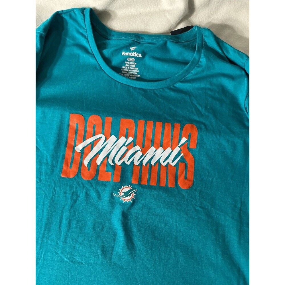 Miami Dolphins Shirt 3X Fanatics NFL Team Apparel Teal Long Sleeve Tee - Picture 7 of 9